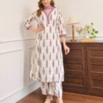 White Kurti With Pink Dupatta