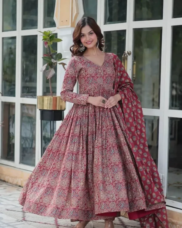 Cotton Printed Anarkali Kurti​ Set