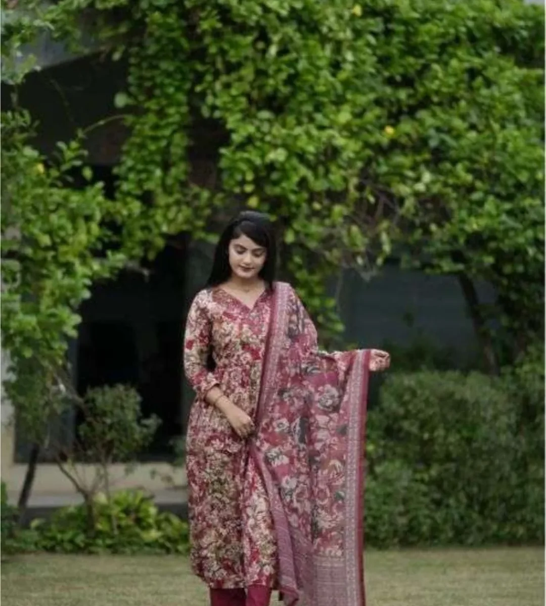 Maroon Cotton Kurti Set