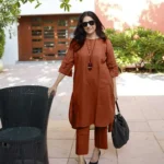 Brown Kurti Combination Pant Set​