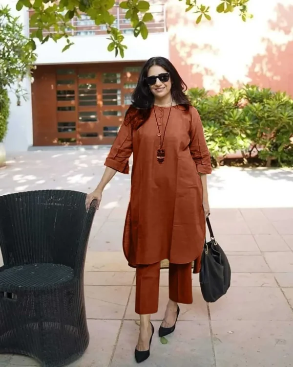 Brown Kurti Combination Pant Set​