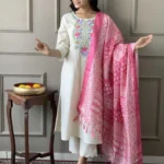 White Khadi Cotton Kurti Set