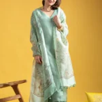 Green Viscose Chanderi Kurti Set
