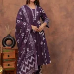 Purple Colour Combination Kurti Dupatta Set​