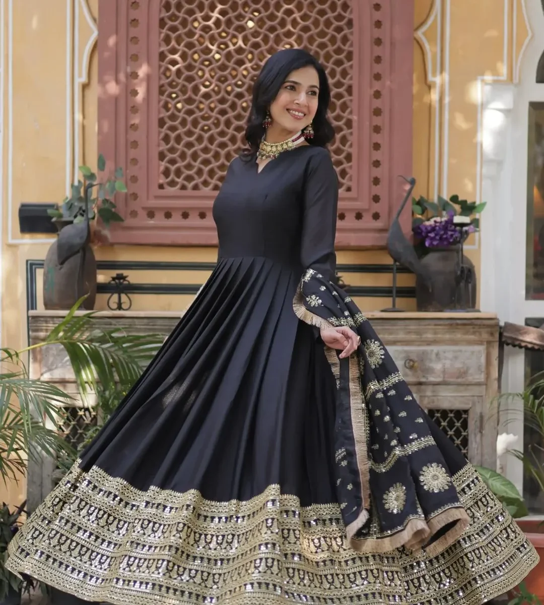 Georgette Black Embroidery Suit Set