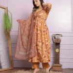 Mustard Cambric Cotton Kurti​ Set