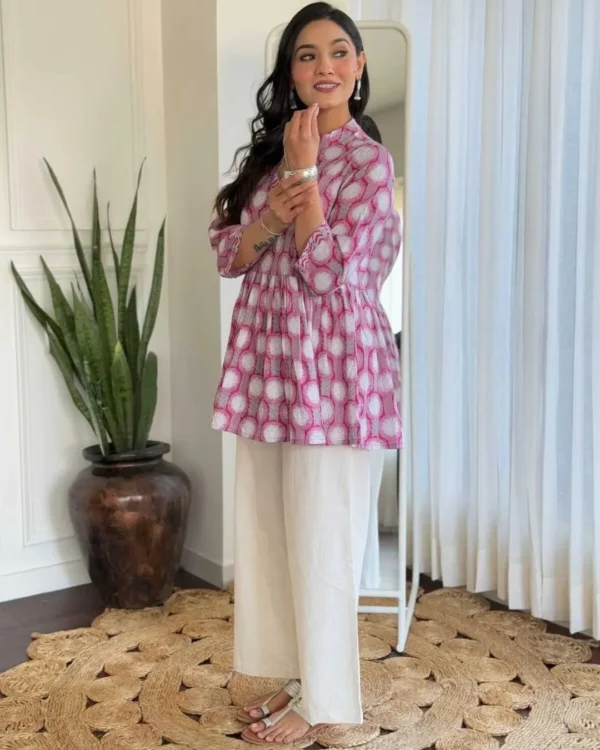 Angrakha Style Short Kurti With Pant