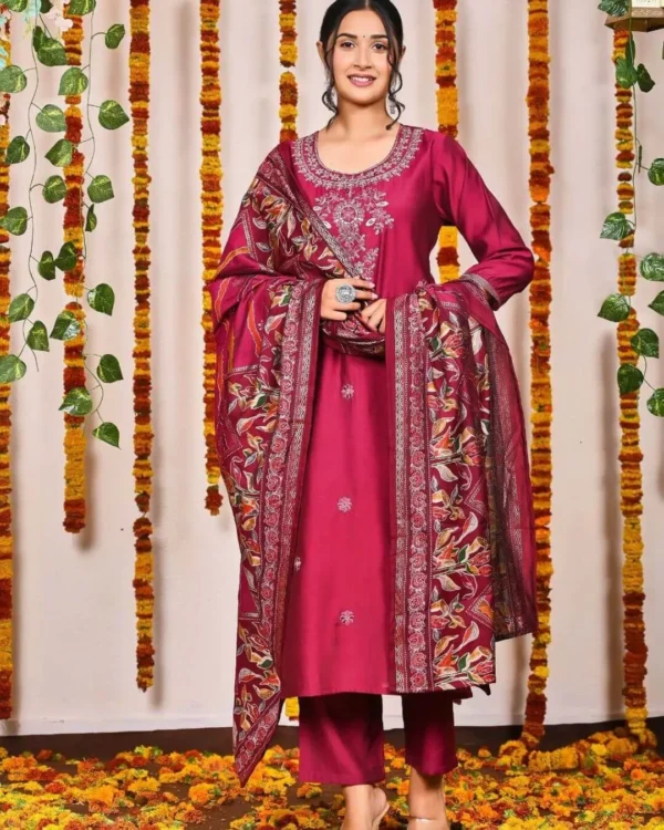 Royal Red Roman Silk Suit Set