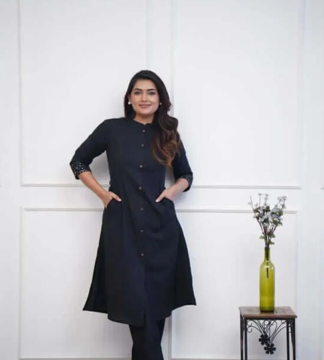 Black Colour Kurti With Pant Set