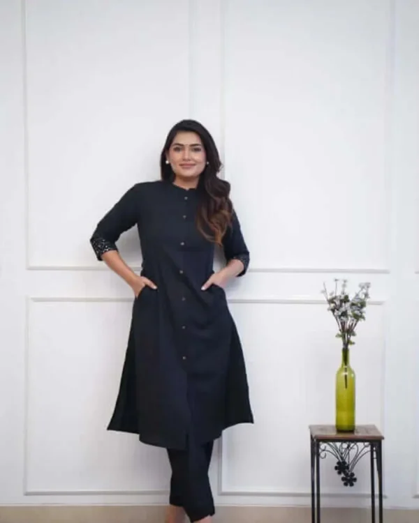 Black Colour Kurti With Pant Set