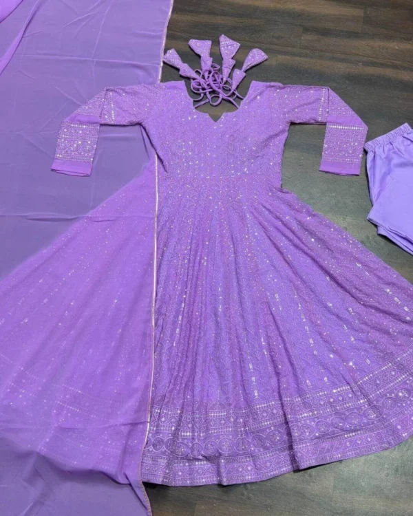 Light Purple Faux Georgette Kurti Set