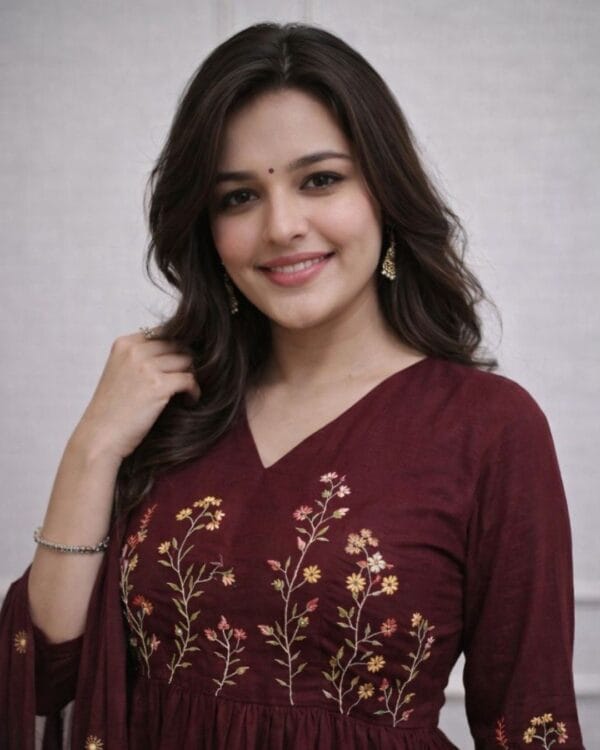 Maroon Cotton Kurti Set