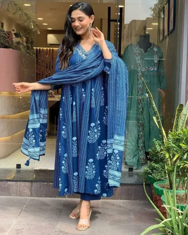 Navy Blue Anarkali Kurti Set
