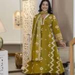 Cotton Olive Green Kurti Set​
