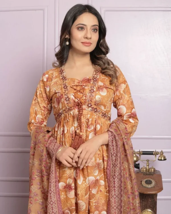 Mustard Cambric Cotton Kurti​ Set