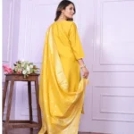 Yellow Russian Silk Kurti Pant Set