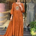 Orange Colour Cotton Kurti​ Pant Dupatta Set