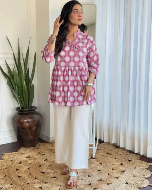 Angrakha Style Short Kurti With Pant