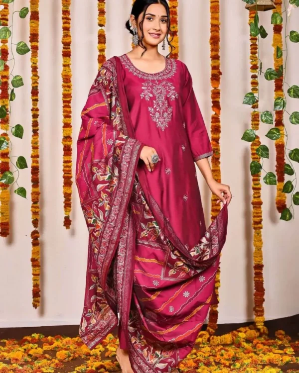 Royal Red Roman Silk Suit Set
