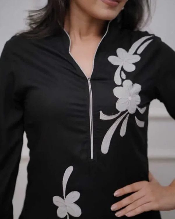 Black Cotton Kurti Pant Set