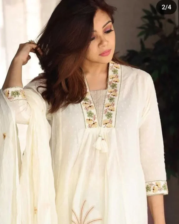 White Cotton Suit Set