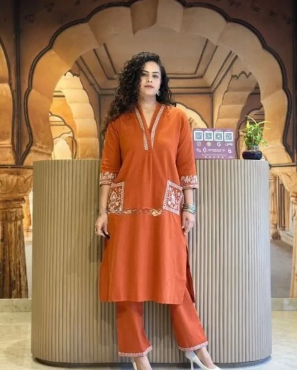 Brown Kurti Combination Pant Set​