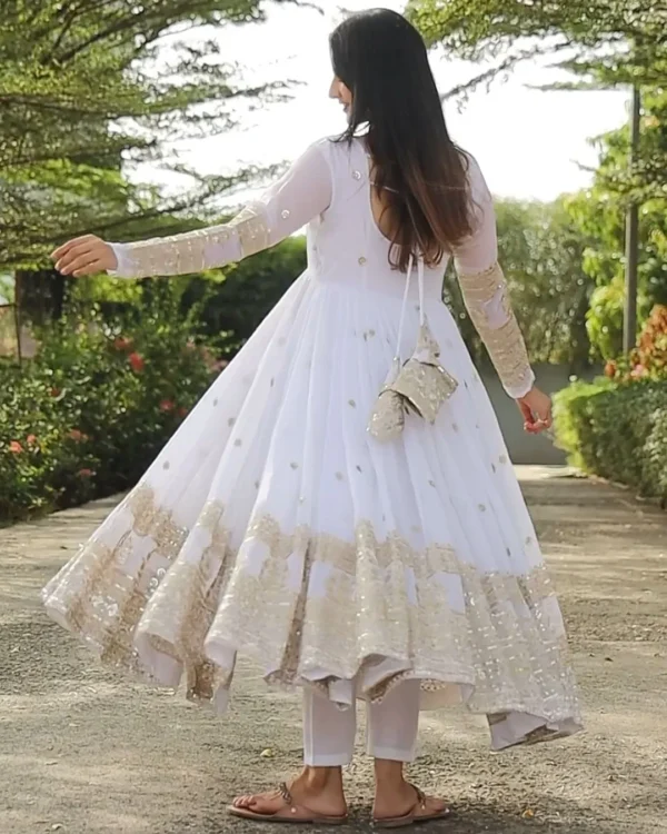 White Georgette Kurti Set