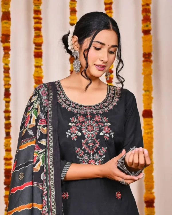 Grey Roman Silk Kurti Set