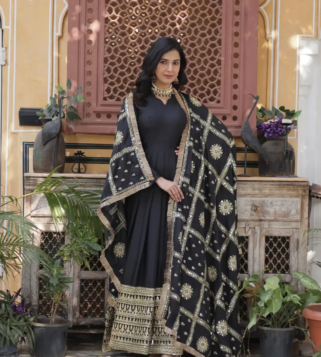 Georgette Black Embroidery Suit Set