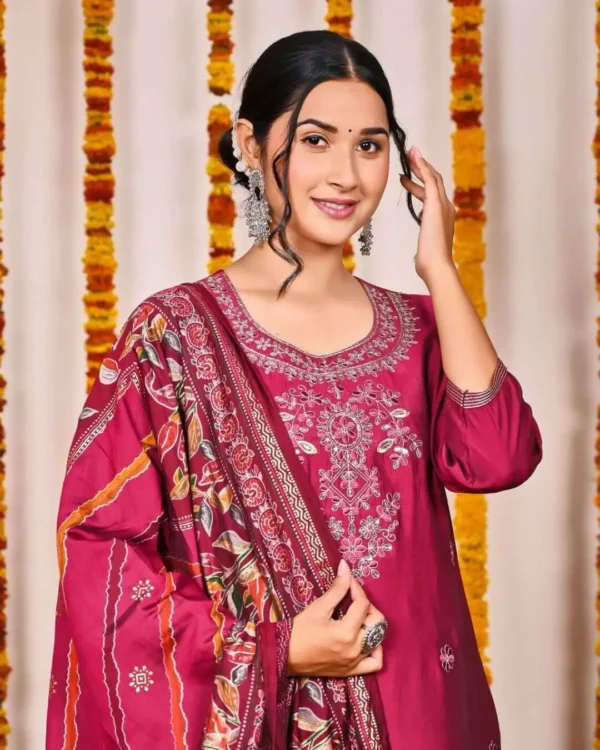 Royal Red Roman Silk Suit Set
