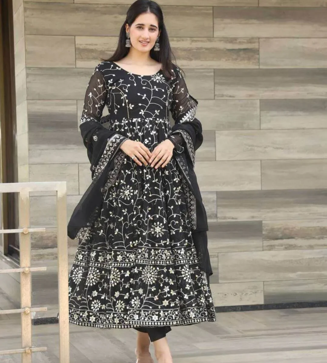 Black Georgette Kurti Set