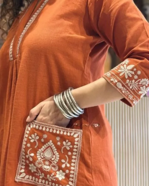 Brown Kurti Combination Pant Set​