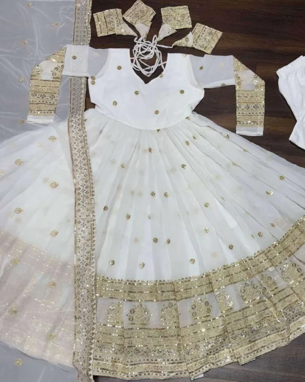 White Georgette Kurti Set