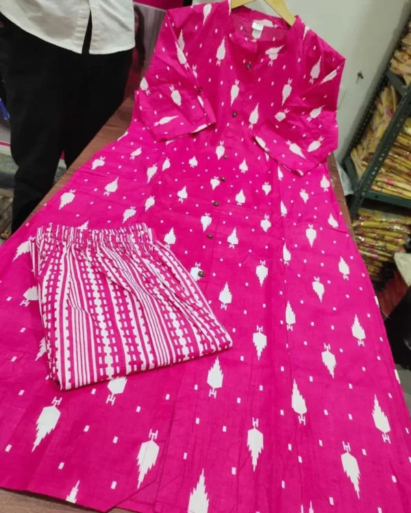 Cotton Pink Kurti​ Pant Set