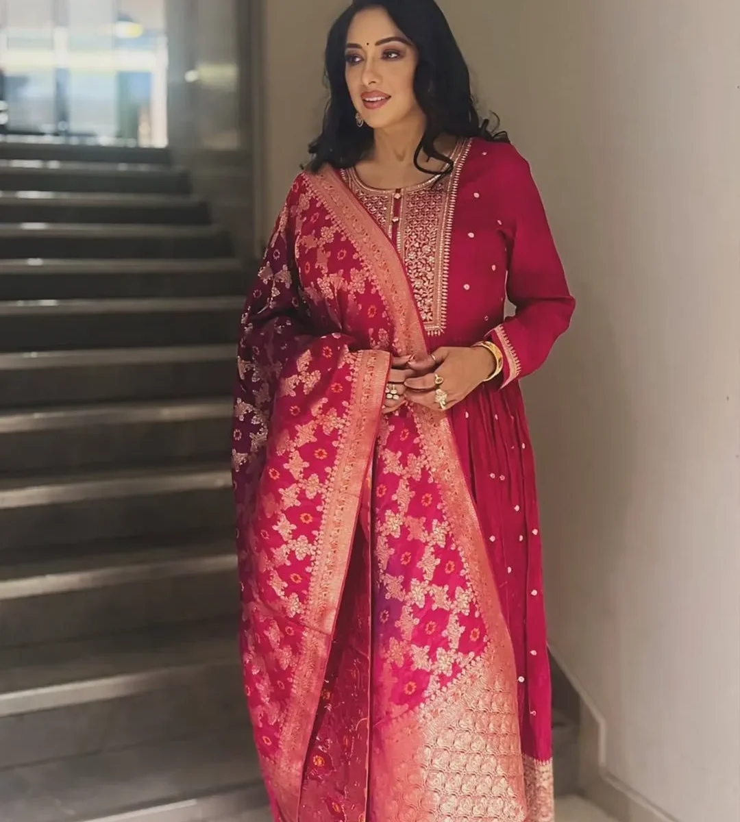 Banana Silk Kurti Pant Dupatta Set