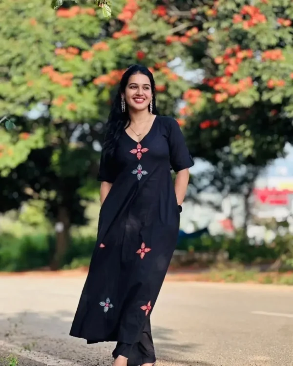 Black Colour Kurti With Pant Set