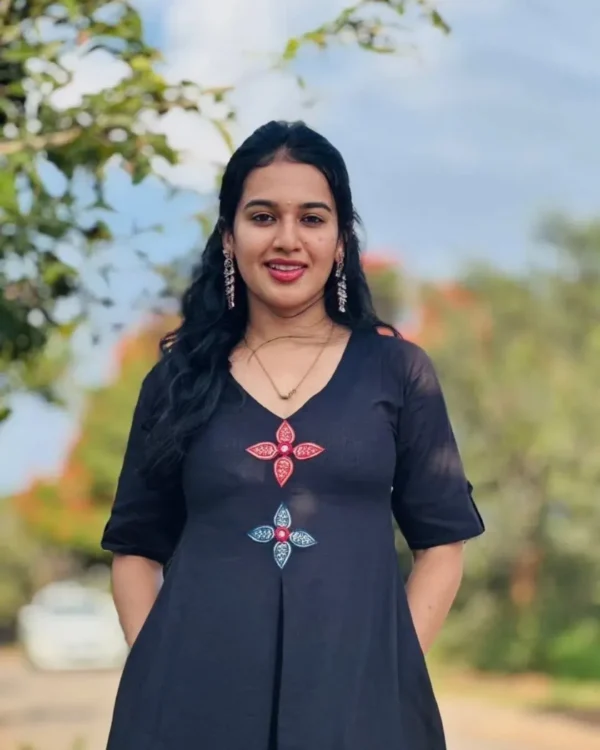 Black Colour Kurti With Pant Set Front