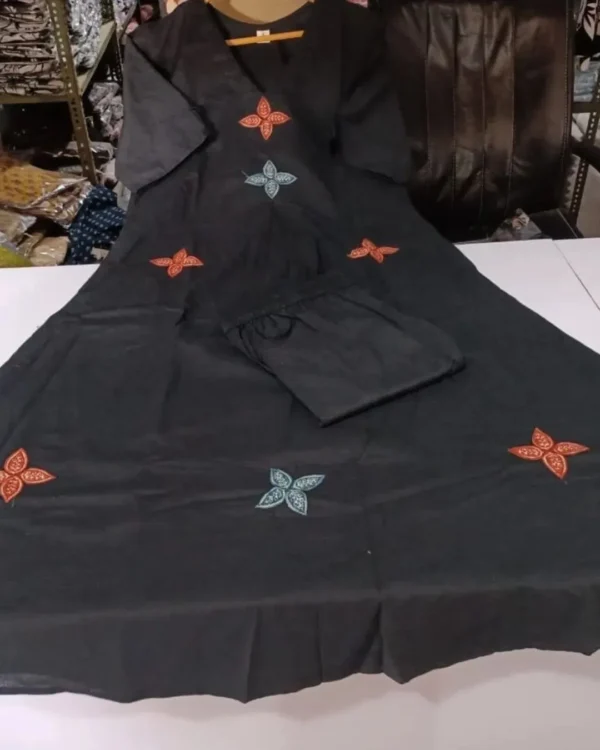 Black Colour Kurti With Pant Set real