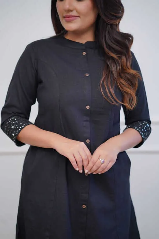 Black Colour Kurti With Pant Set