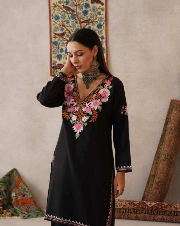 Black Imported Floral Print Co-Ord Set Front
