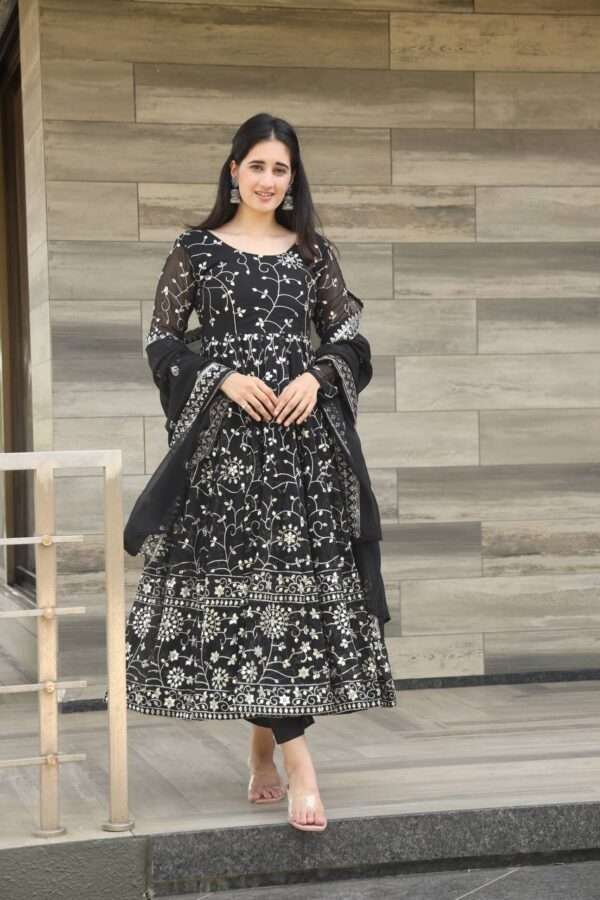 Black Georgette Kurti Set