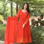 orange Georgette Anarkali Suit Set