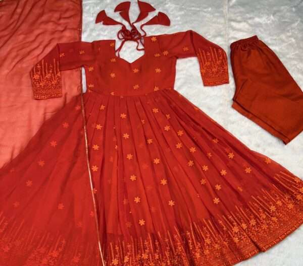 Maroon Georgette Anarkali Suit Set