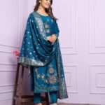 Blue Russian Silk Suit Set​