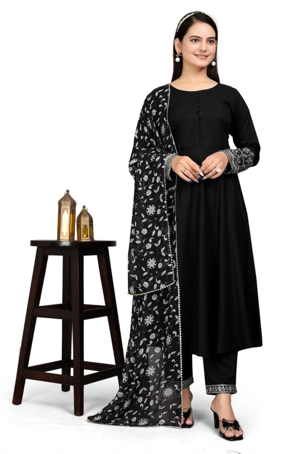 Black Cotton Kurti Pant Set