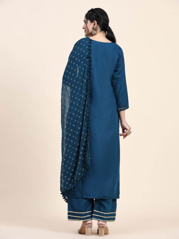 Blue Cotton Kurti Palazzo With Dupatta