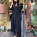 Muslin Black Kurti With Dupatta