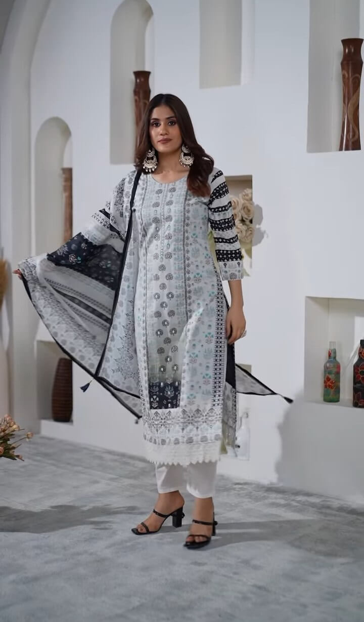 Black And White Kurti For Women