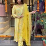 Yellow Colour Long Kurti Pant Set