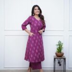 purple Print Kurti Pant Set